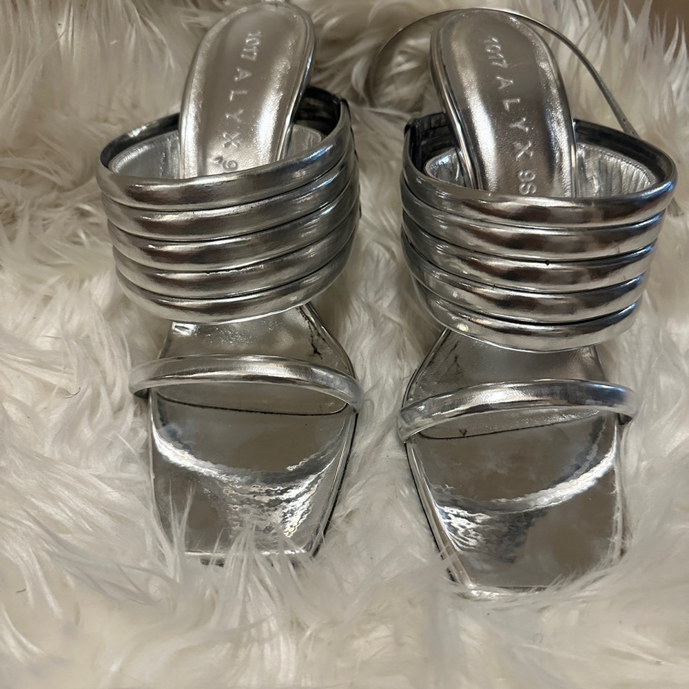 1017 alyx 9sm silver heels—size 40 (worn once)